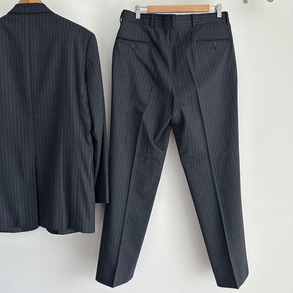 Brooks Brothers Suit Mens 41L Pinstripe Blazer Pants Wool Dapper Gatsby Mob Boss - Picture 8 of 16